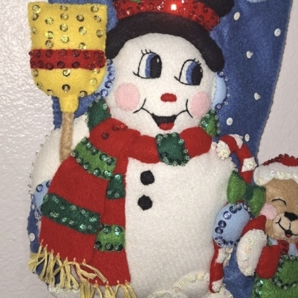 🧵Completed🧵🪡Bucilla Vintage Felt Stocking - Picture 4 of 8